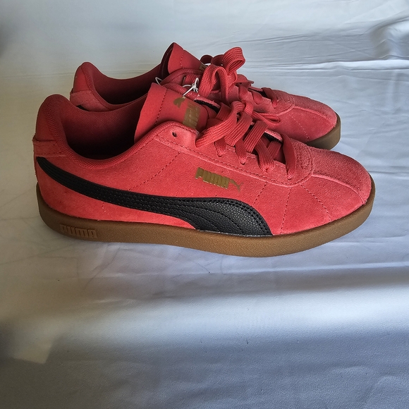 Puma Red and Black Suede Sneakers - Picture 2 of 9